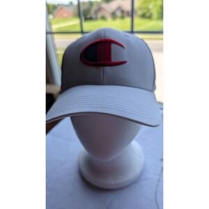 Champion Mens Trucker Hat White Red Navy Embroidered Logo Snapback Cap NEW